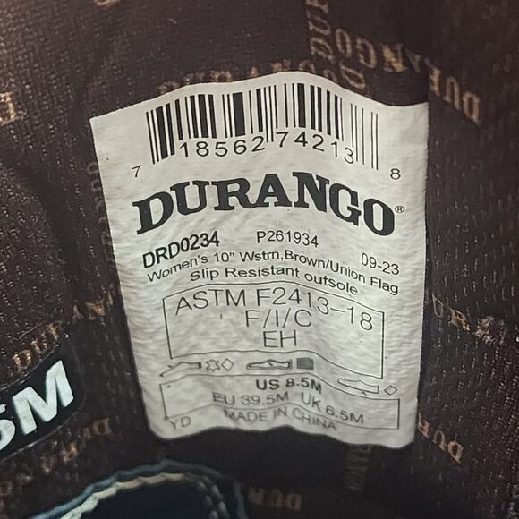 NIB Durango Women's Size 8.5M Lady Rebel Patriotic Flag Work Boot - Steel Toe - Picture 9 of 11